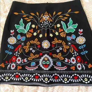 Black embroidered skirt